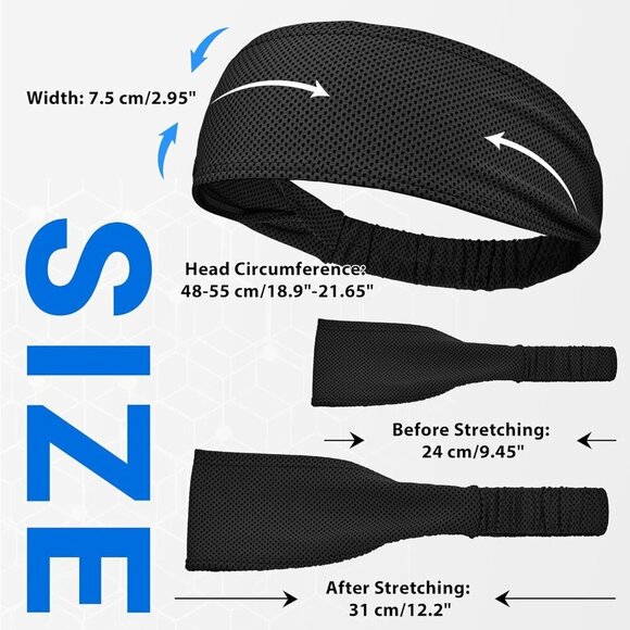 Moisture Wicking Non-Slip Sweatbands Women Running Yoga Gym Sports